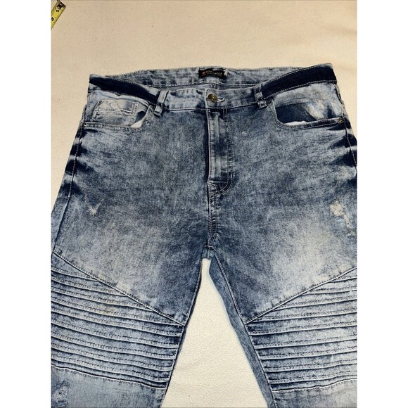 Southpole Jeans Men's Size 38/32 Blue Y2K Acid Wash Stretch Distressed Whiskered - Picture 4 of 12